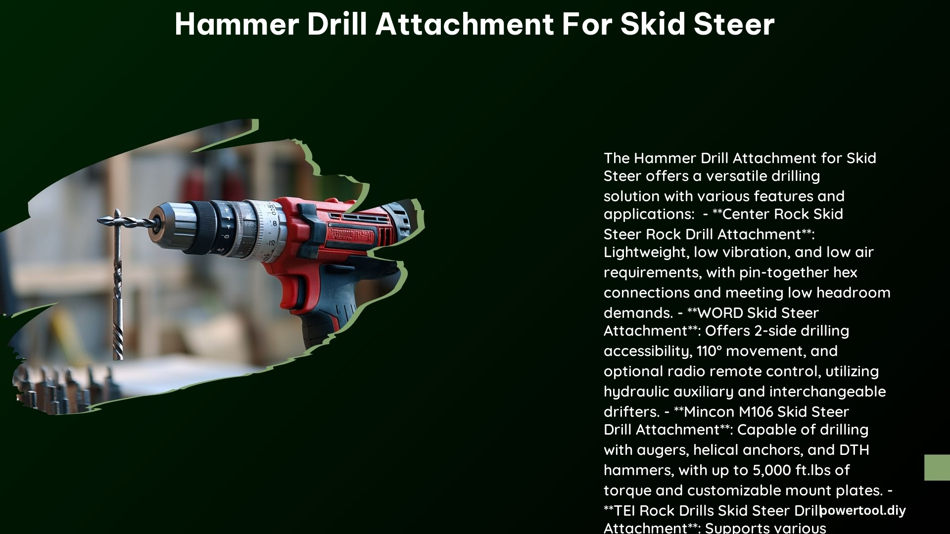 Hammer Drill Attachment for Skid Steer