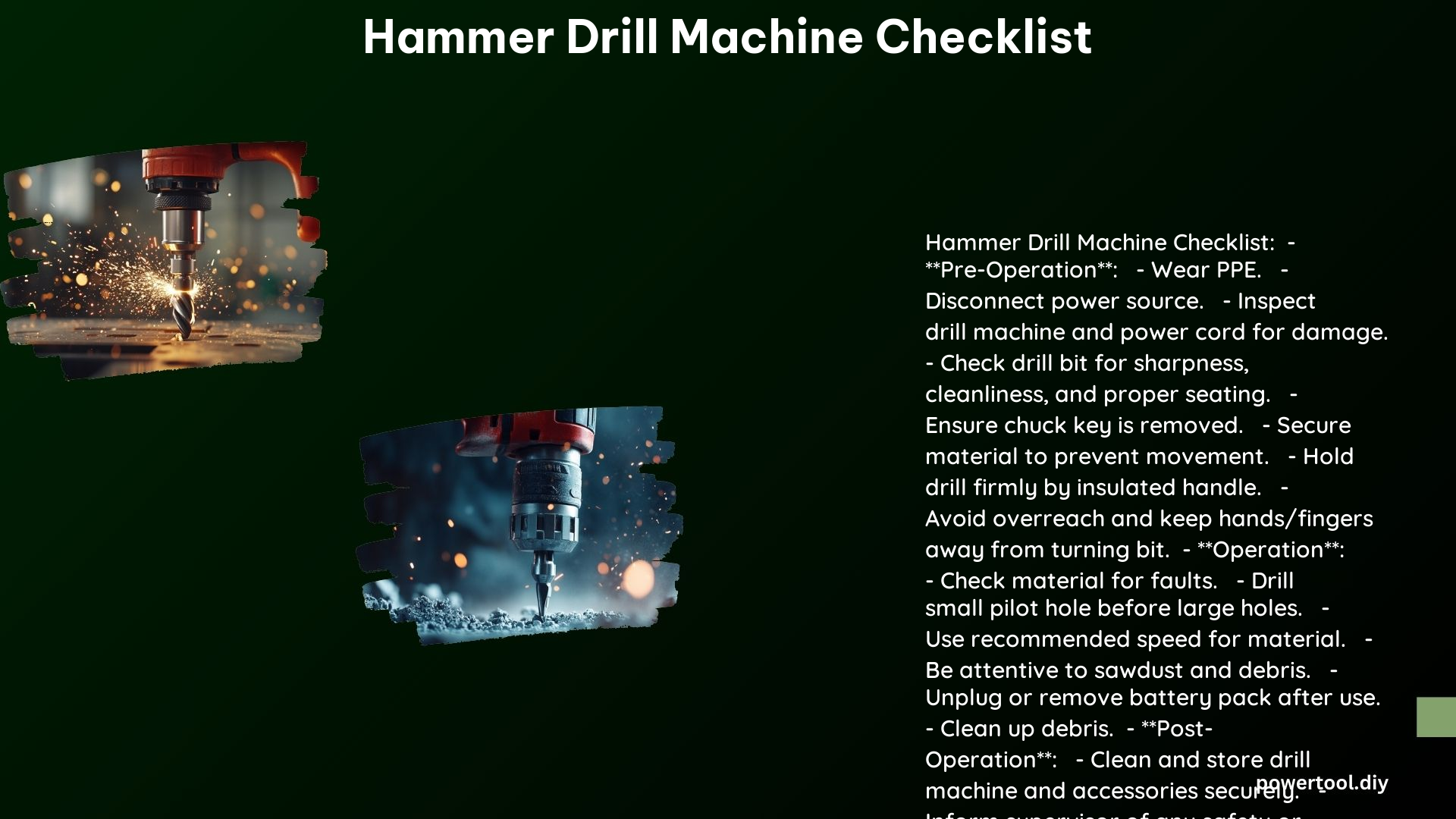 Hammer Drill Machine Checklist