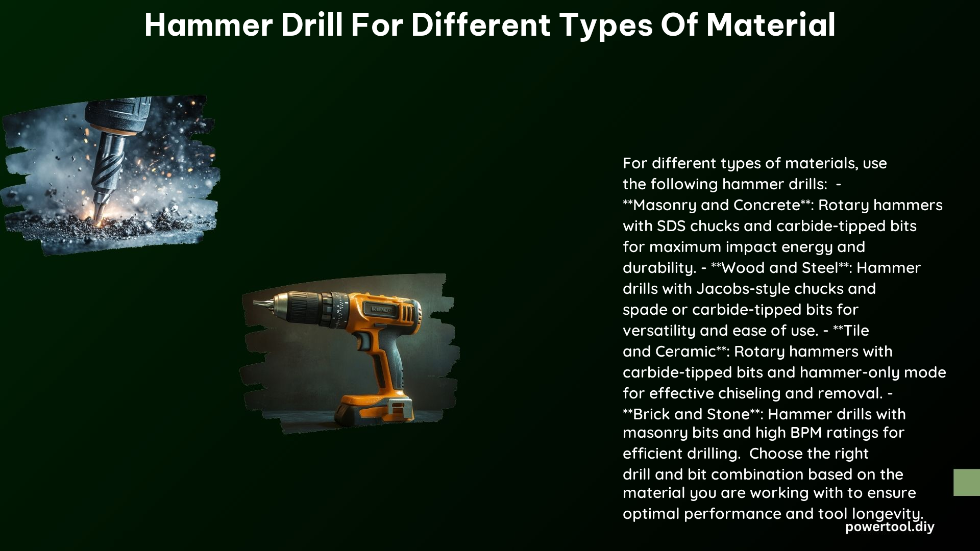 Hammer Drill for Different Types of Material