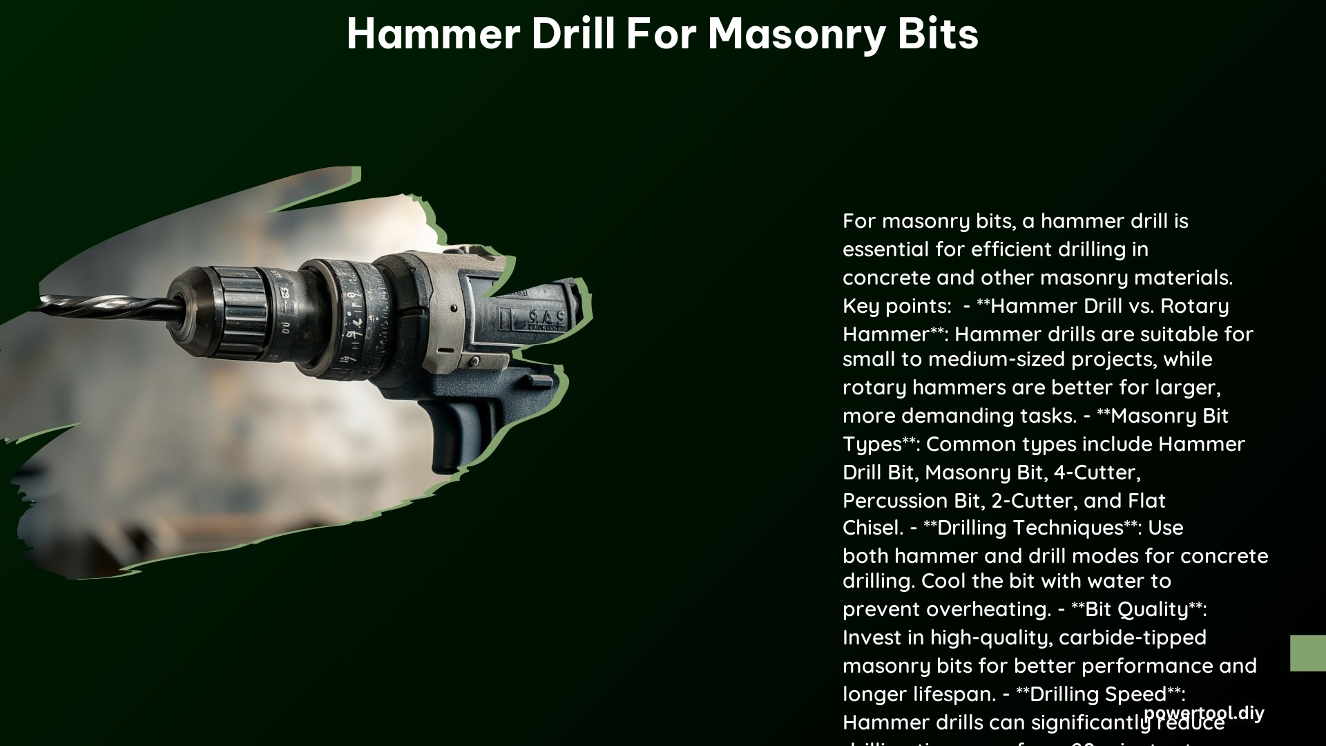 Hammer Drill for Masonry Bits