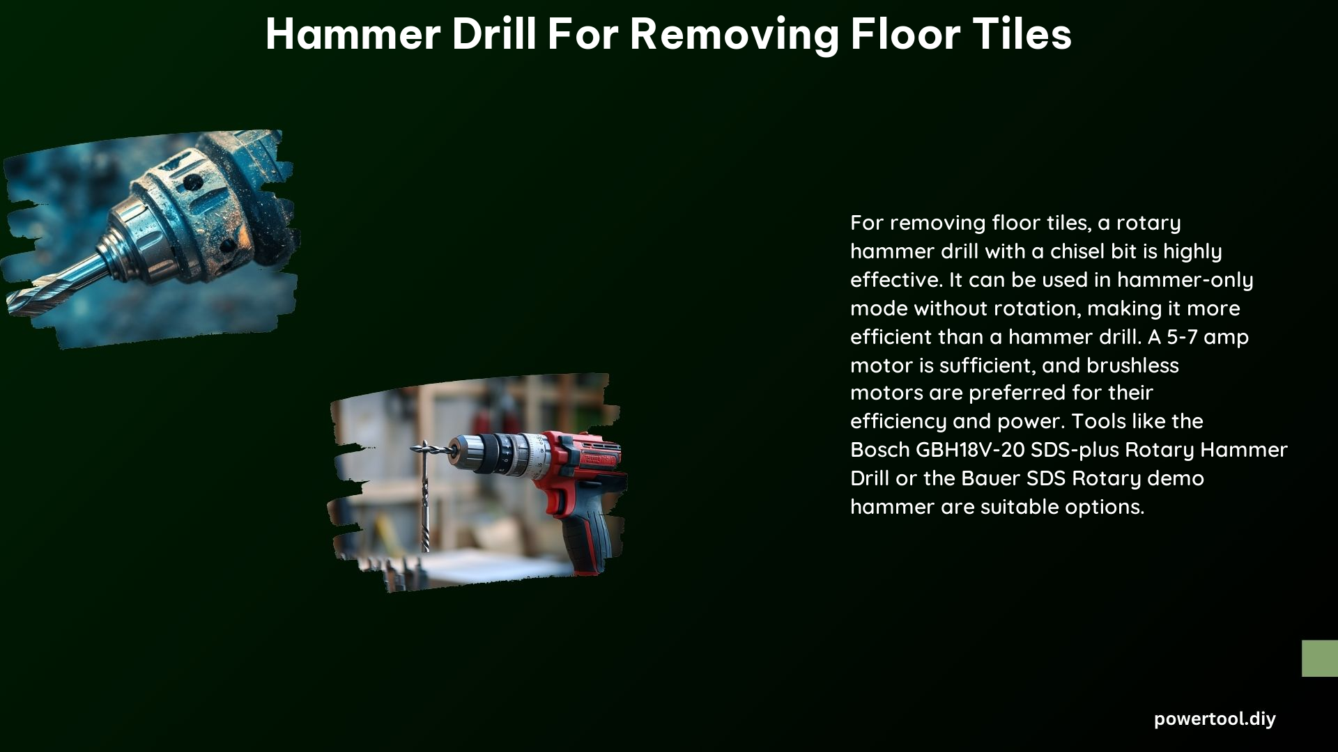 Hammer Drill for Removing Floor Tiles