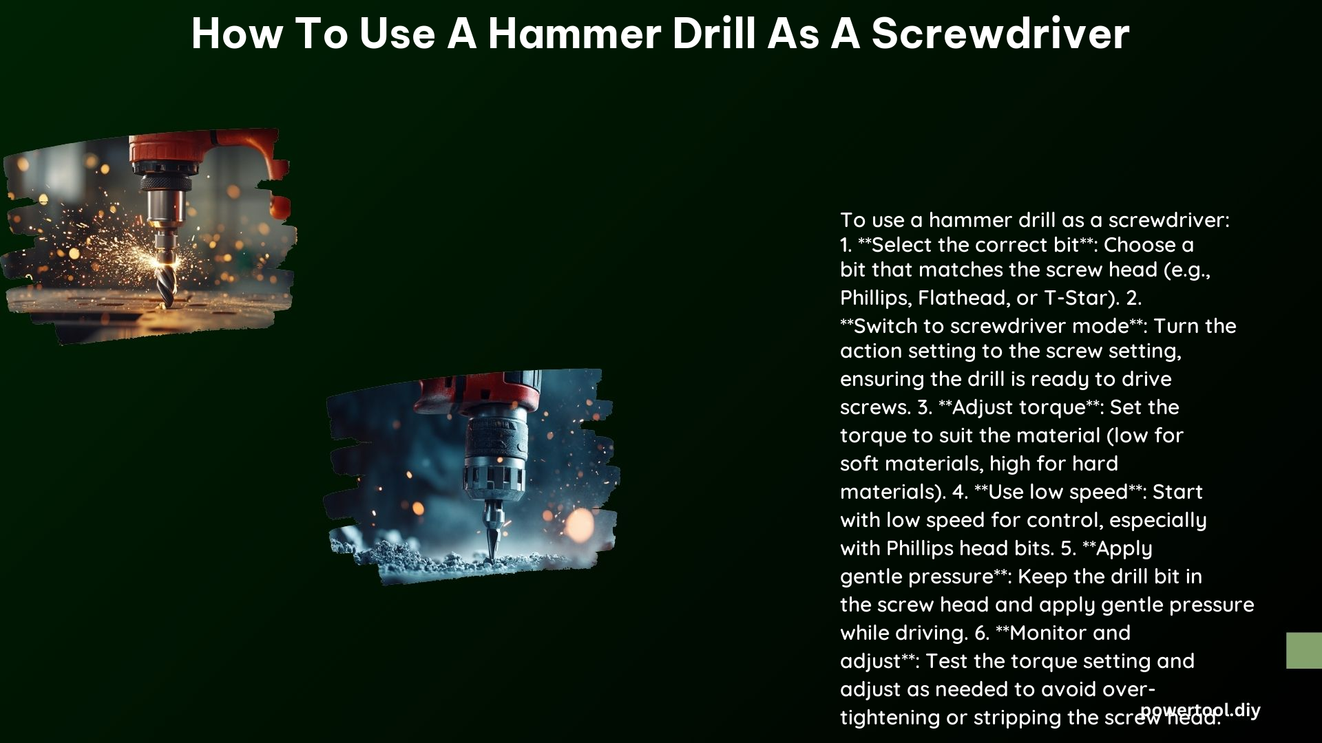 How to Use a Hammer Drill as a Screwdriver