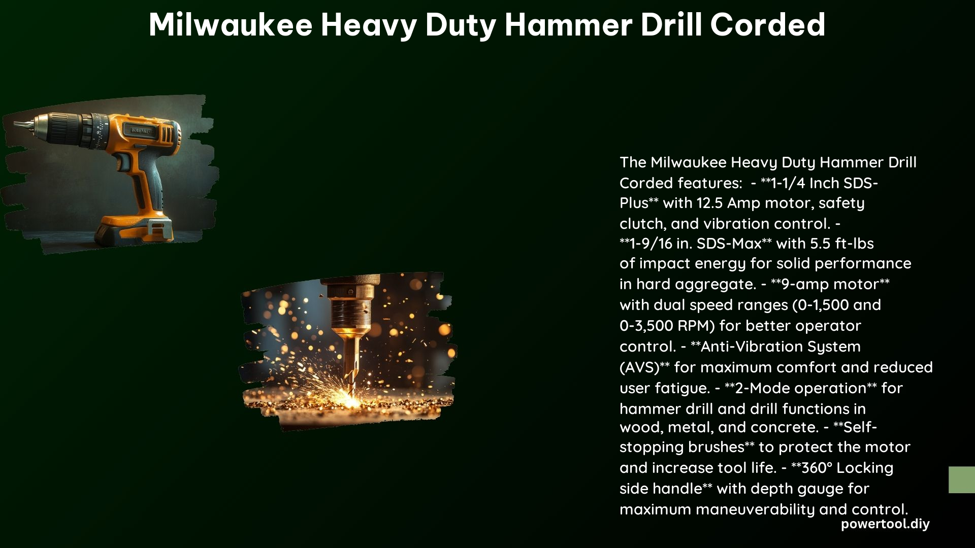 Milwaukee Heavy Duty Hammer Drill Corded