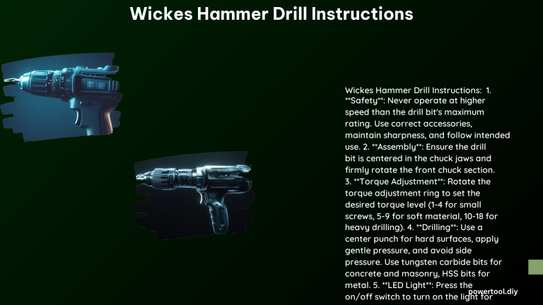 Wickes Hammer Drill Instructions