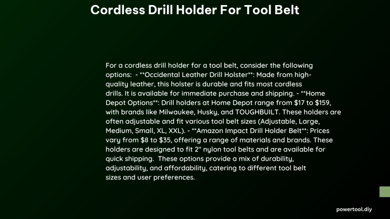 cordless drill holder for tool belt