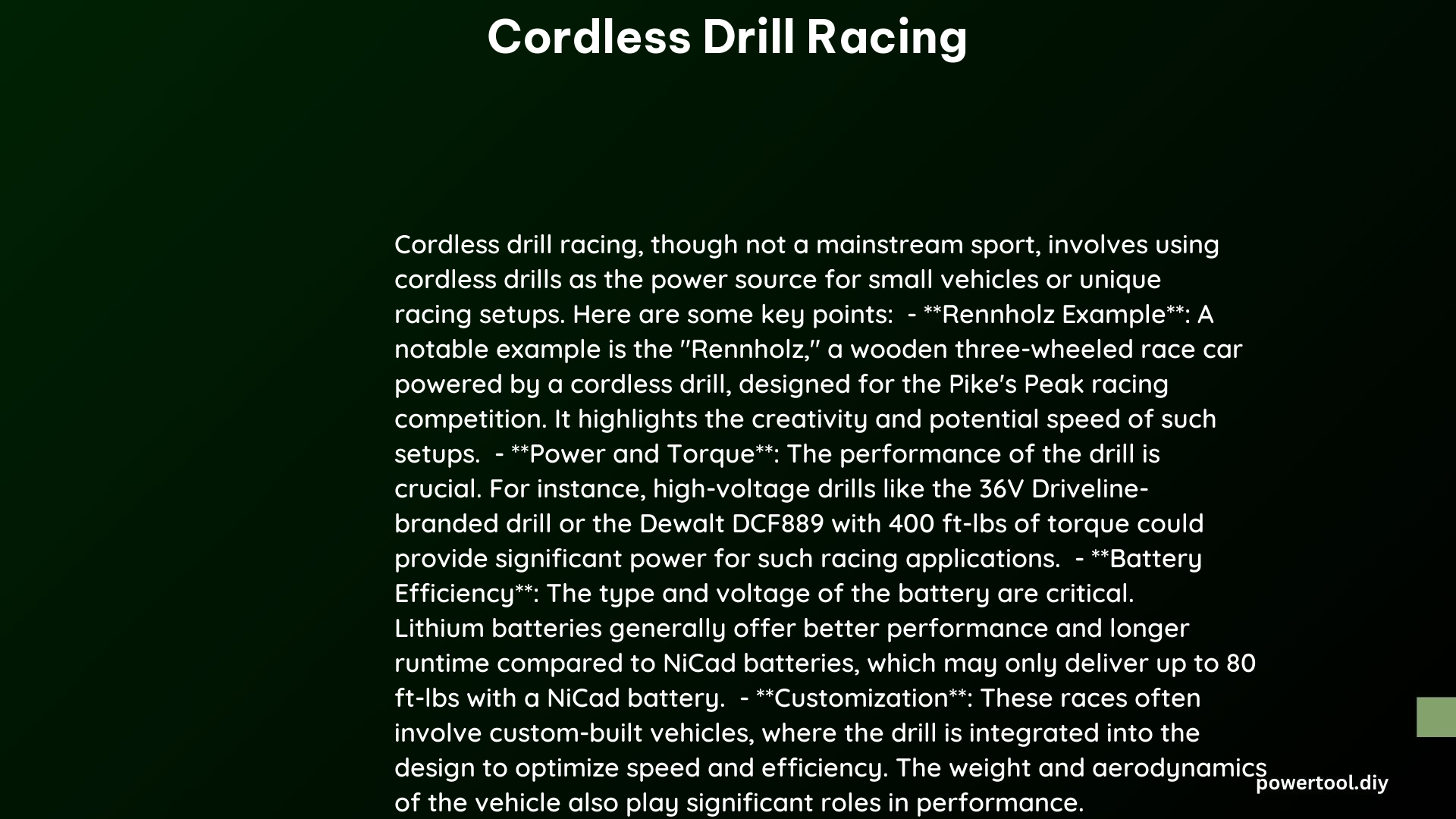 cordless drill racing