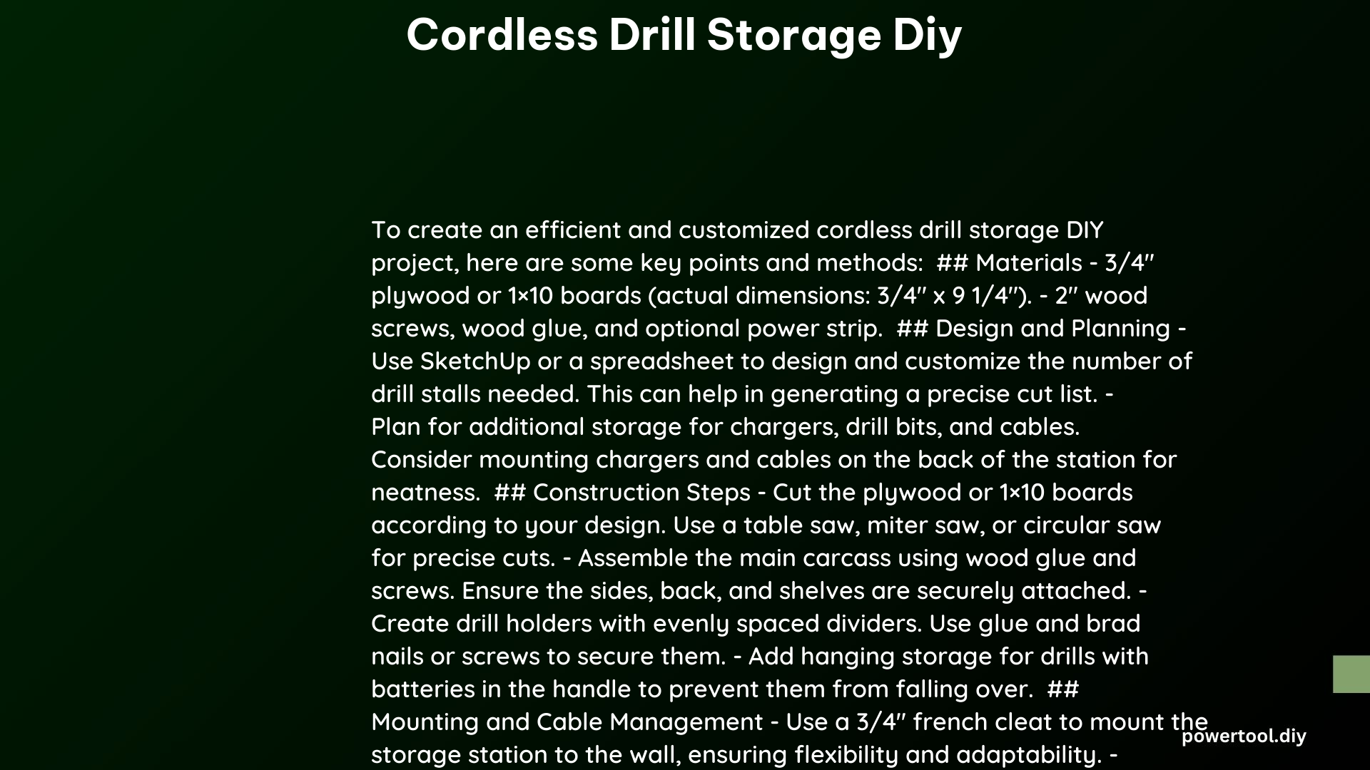 cordless drill storage diy