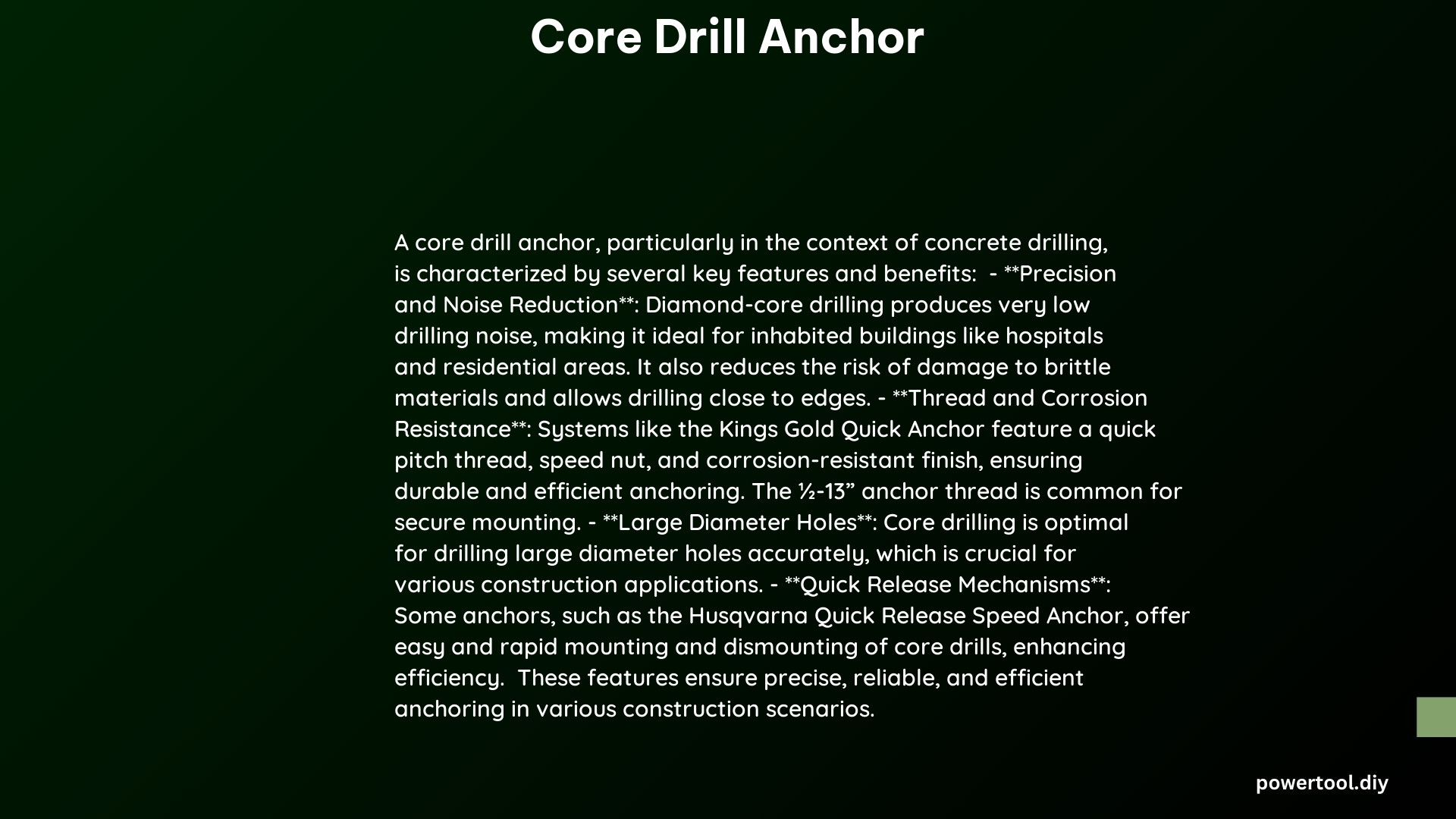 core drill anchor