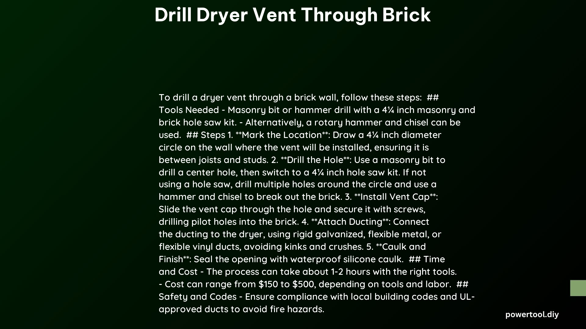 drill dryer vent through brick