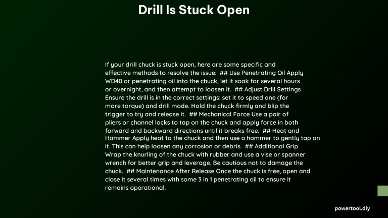 drill is stuck open