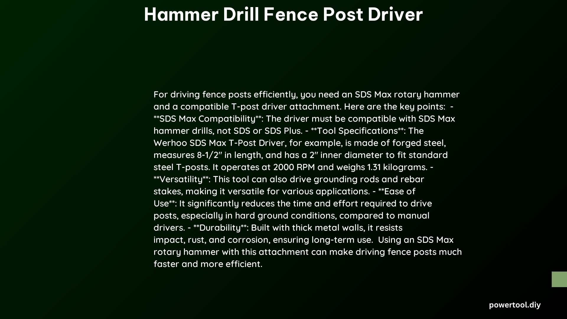 hammer drill fence post driver