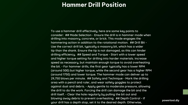 hammer drill position