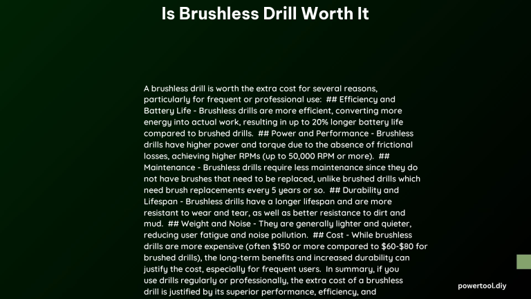 is brushless drill worth it