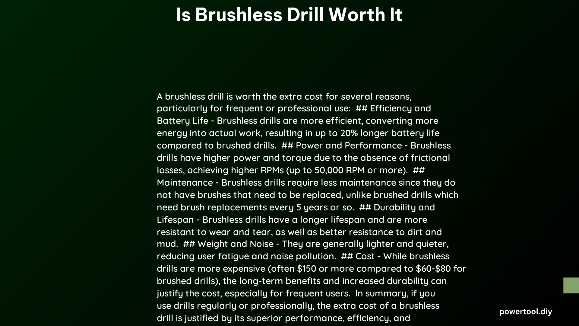 is brushless drill worth it