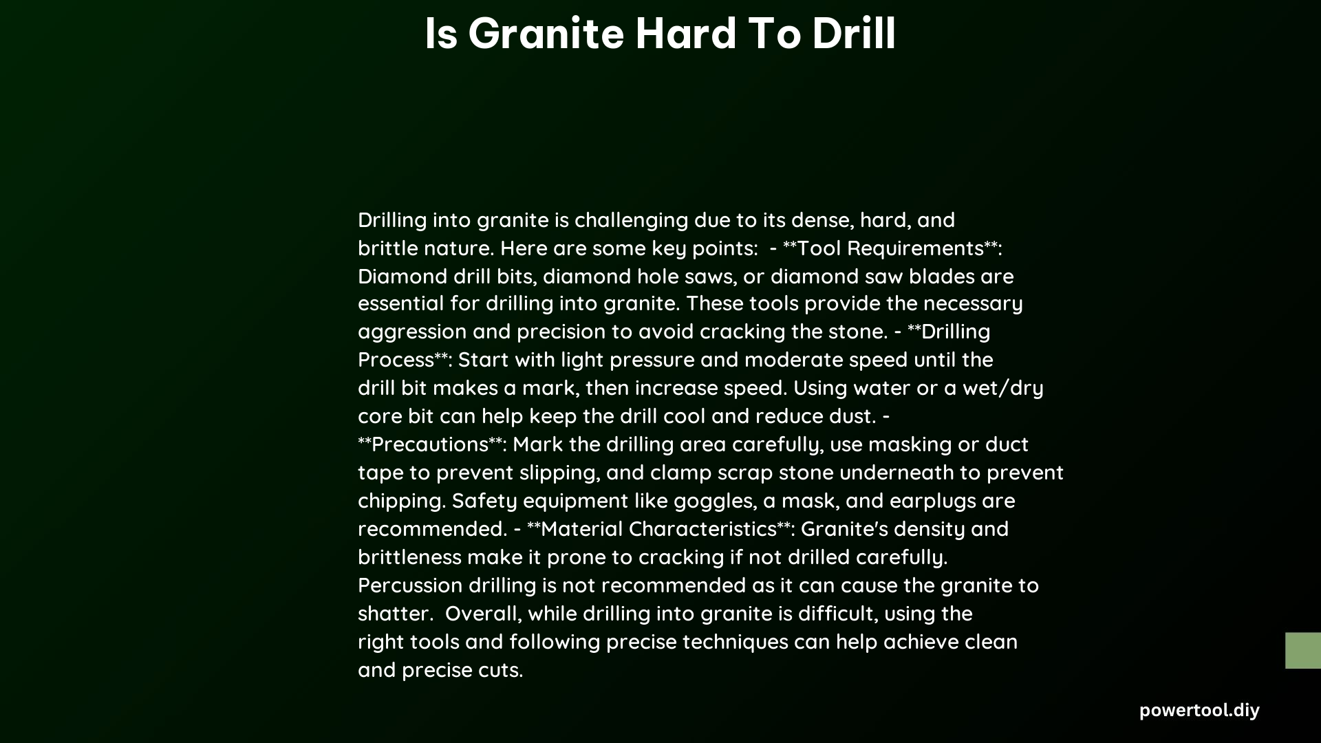 is granite hard to drill