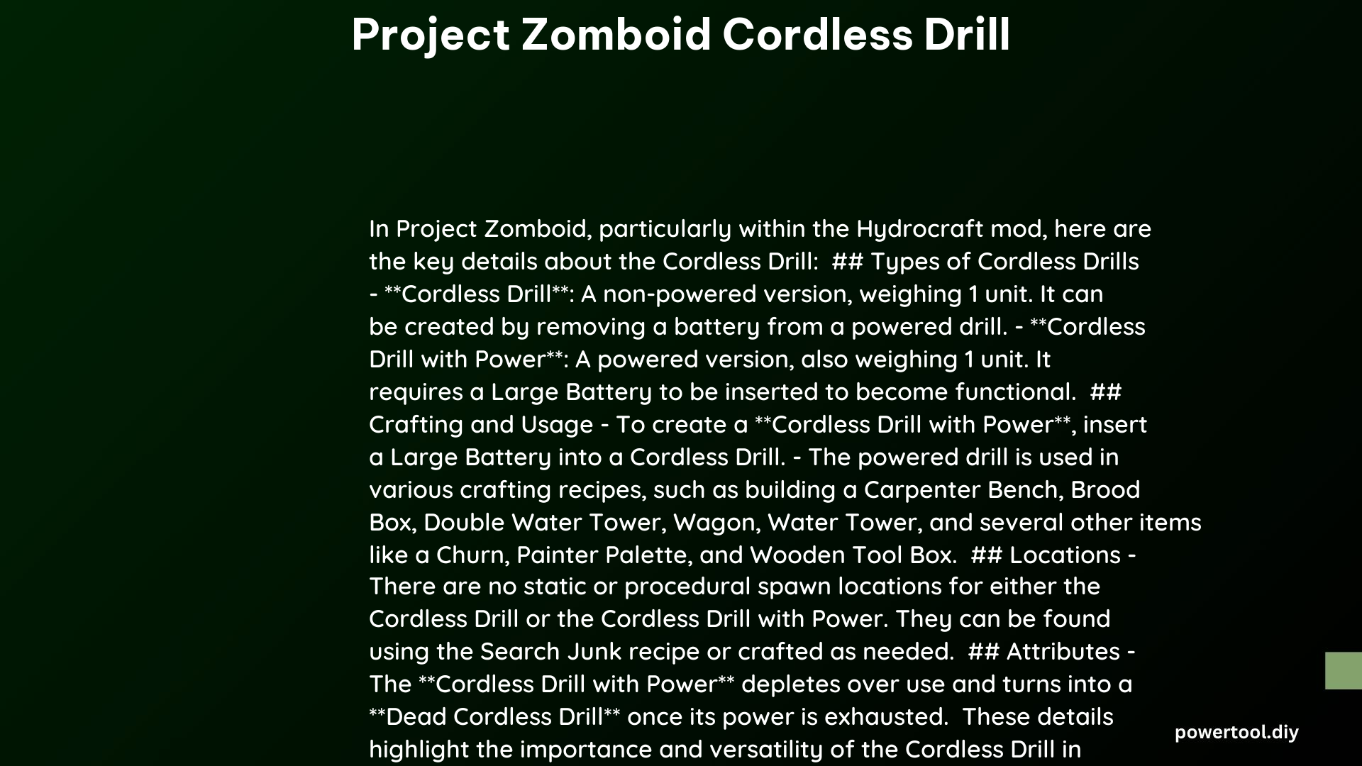 project zomboid cordless drill