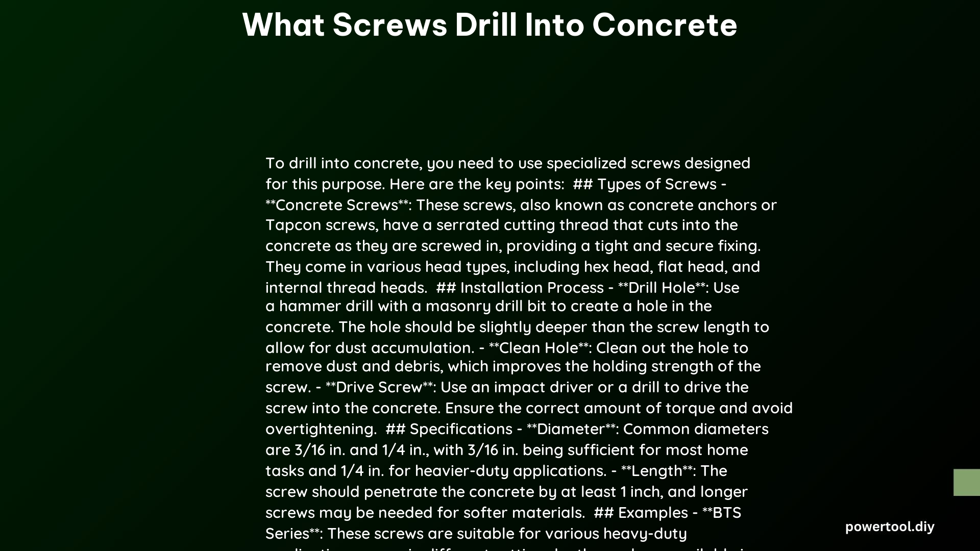 what screws drill into concrete